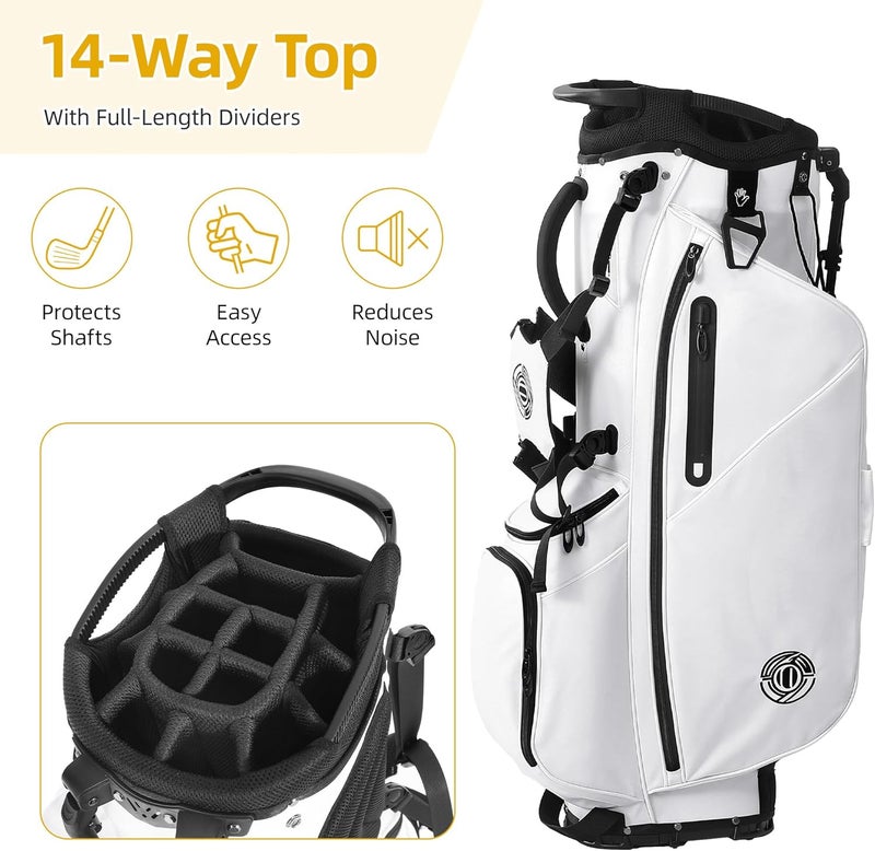 Shopsource Golf Stand Bag 14 Way, Lightweight Golf Bags for Men Women with Stand, Padded Ergonomic Double Strap, Full Length Dividers, Multiple Pockets, Rain Hood - Image 2